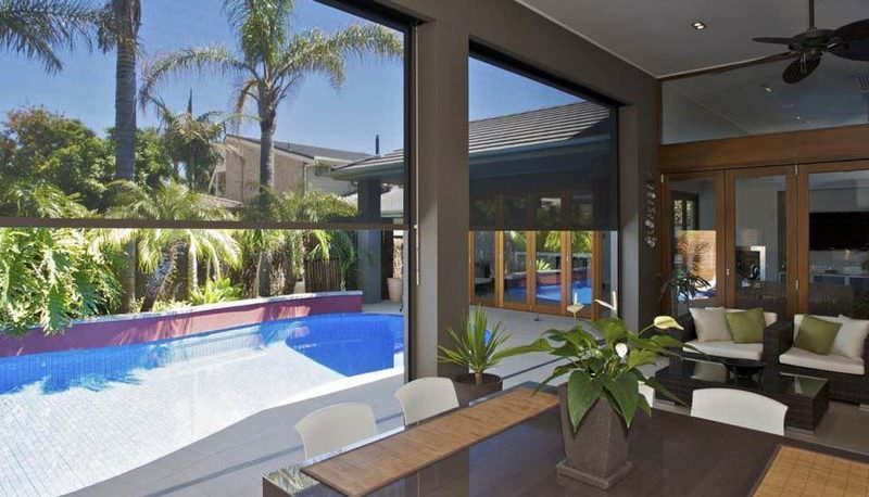 Blinds Facing pool