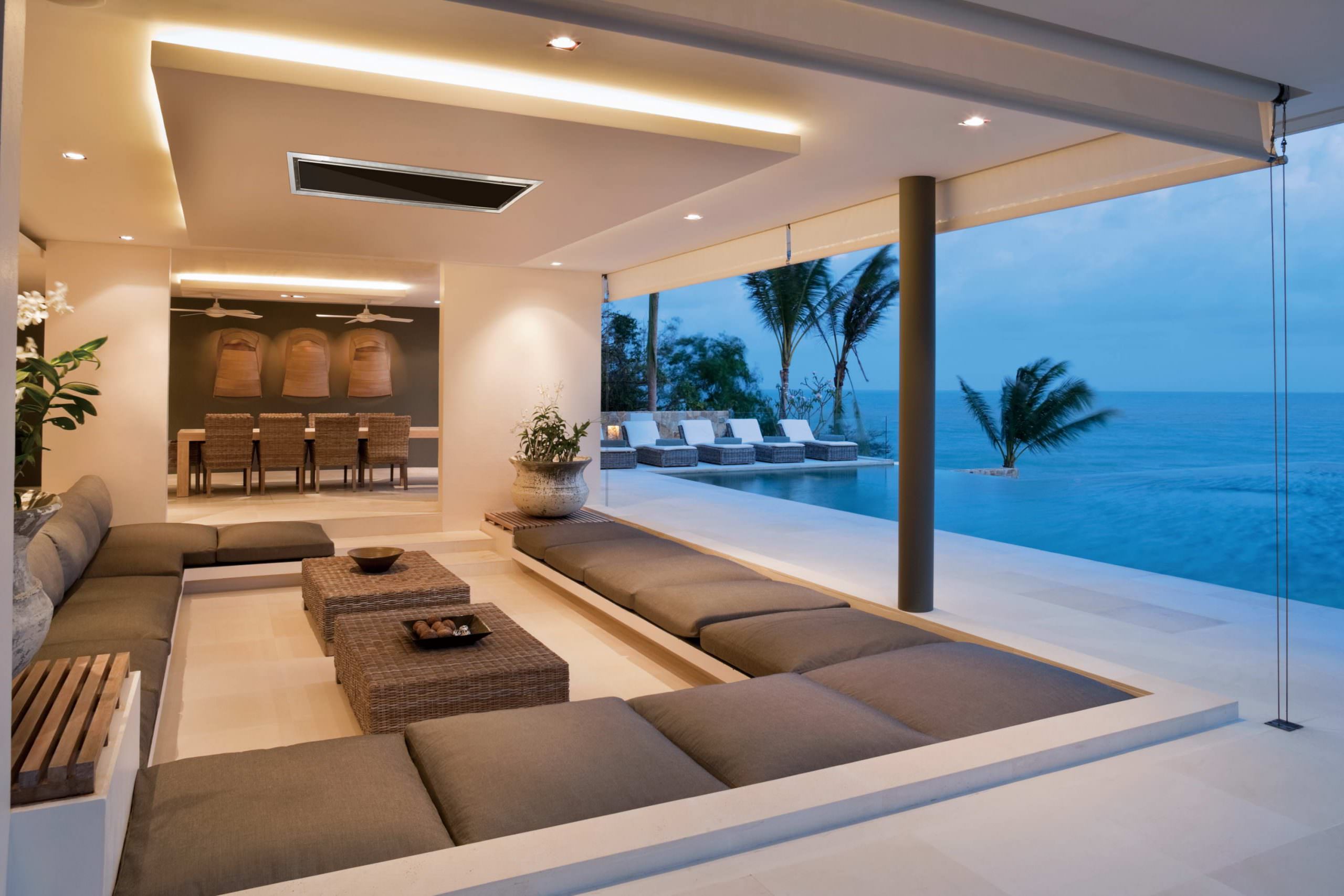 Alt-text: lighting system in modern outdoor living space